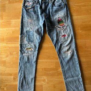 Men's Distressed Blue Jeans Polo Ralph Lauren size 34/34